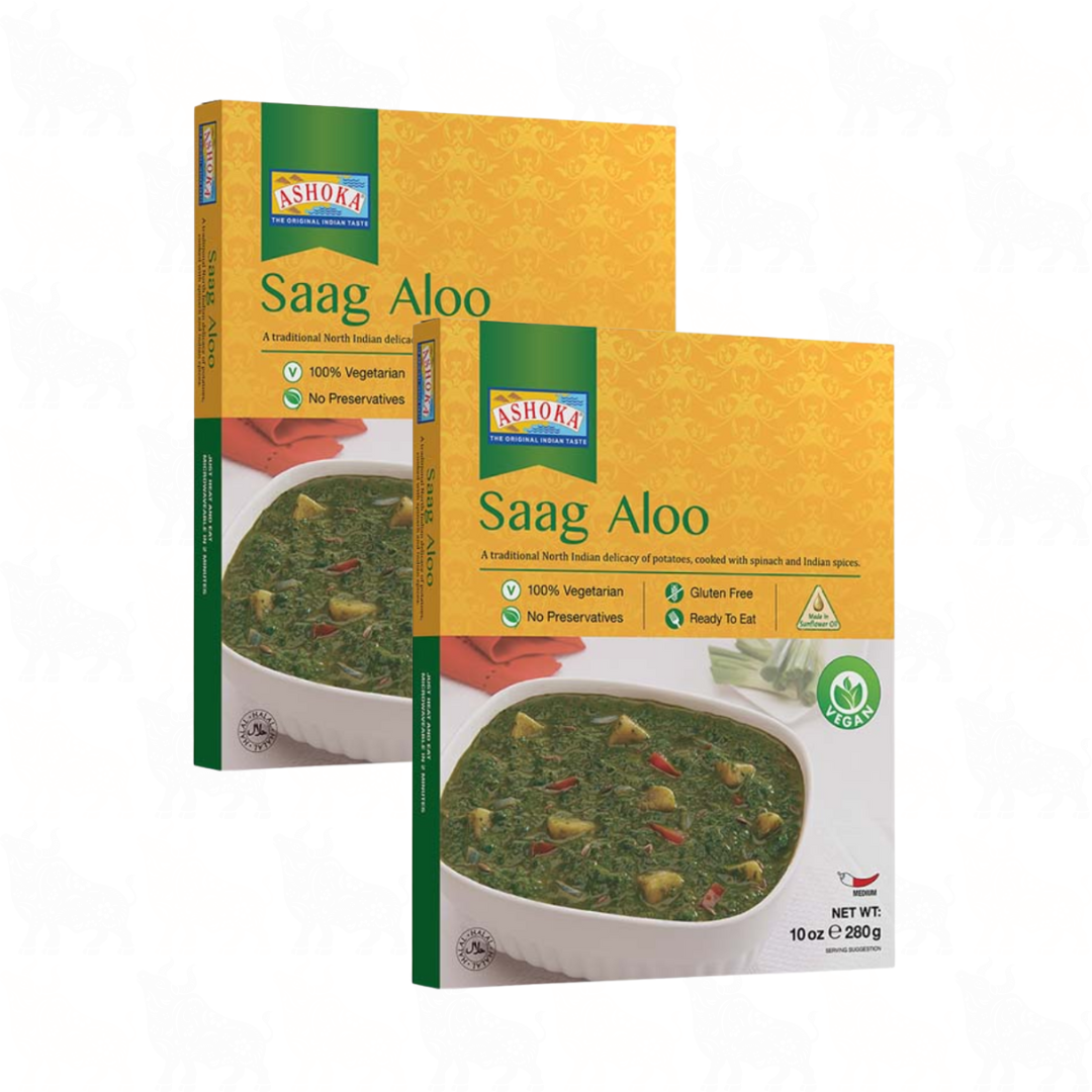 Ashoka Saag Aloo | 10oz / 280g | Ready to Eat Meal | 2 Pack