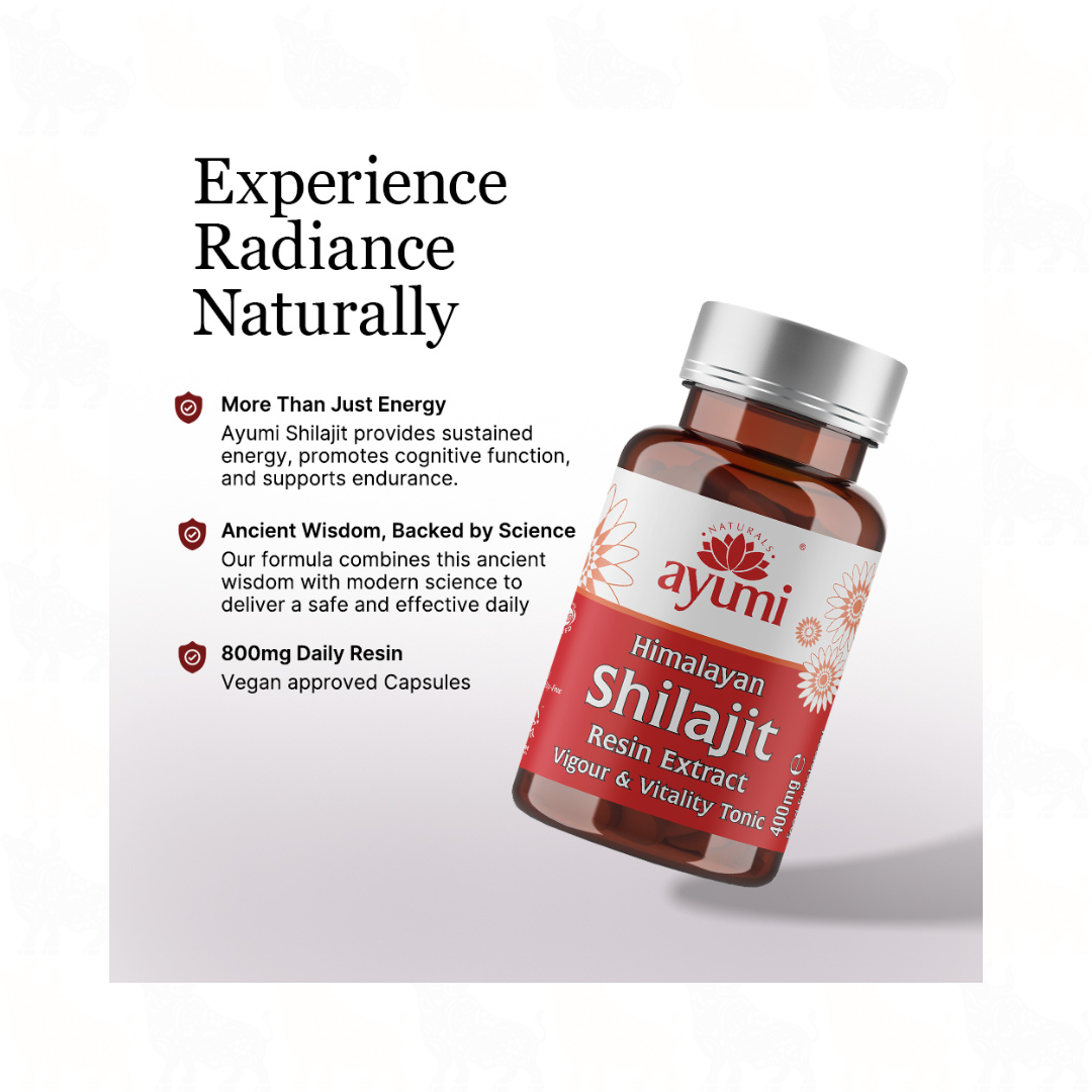Ayumi Himalayan Shilajit Resin Extract | 400mg | 60 Vegan Capsules