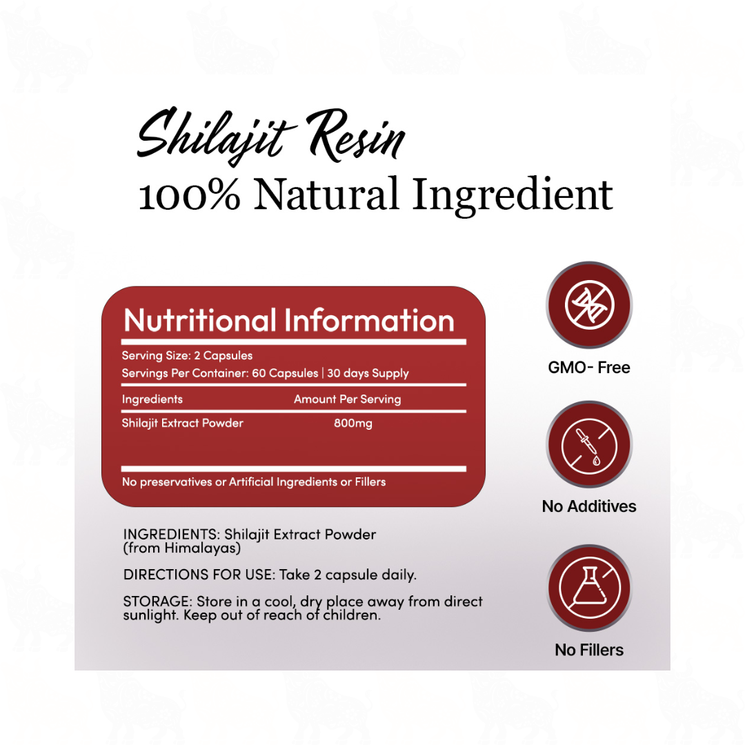 Ayumi Himalayan Shilajit Resin Extract | 400mg | 60 Vegan Capsules