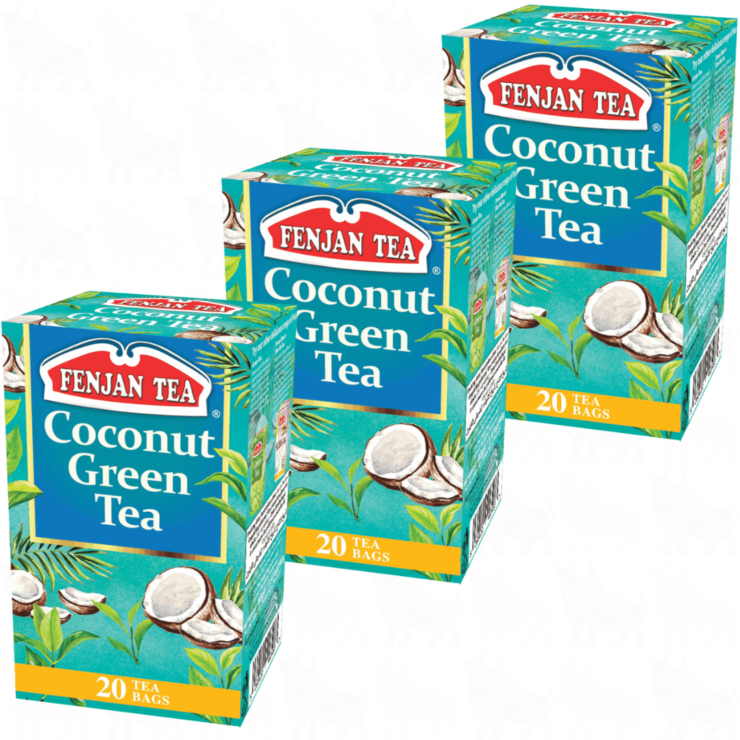 Fenjan Tea Coconut Green Tea | 20 Tea Bags | 3 Pack