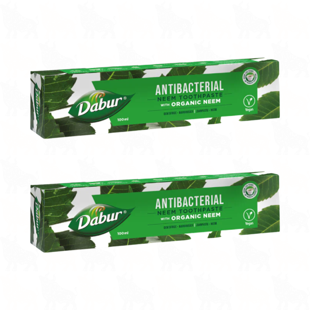 Dabur Anti Bacterial Neem Toothpaste with Organic Neem | 100ml | 2 Pack
