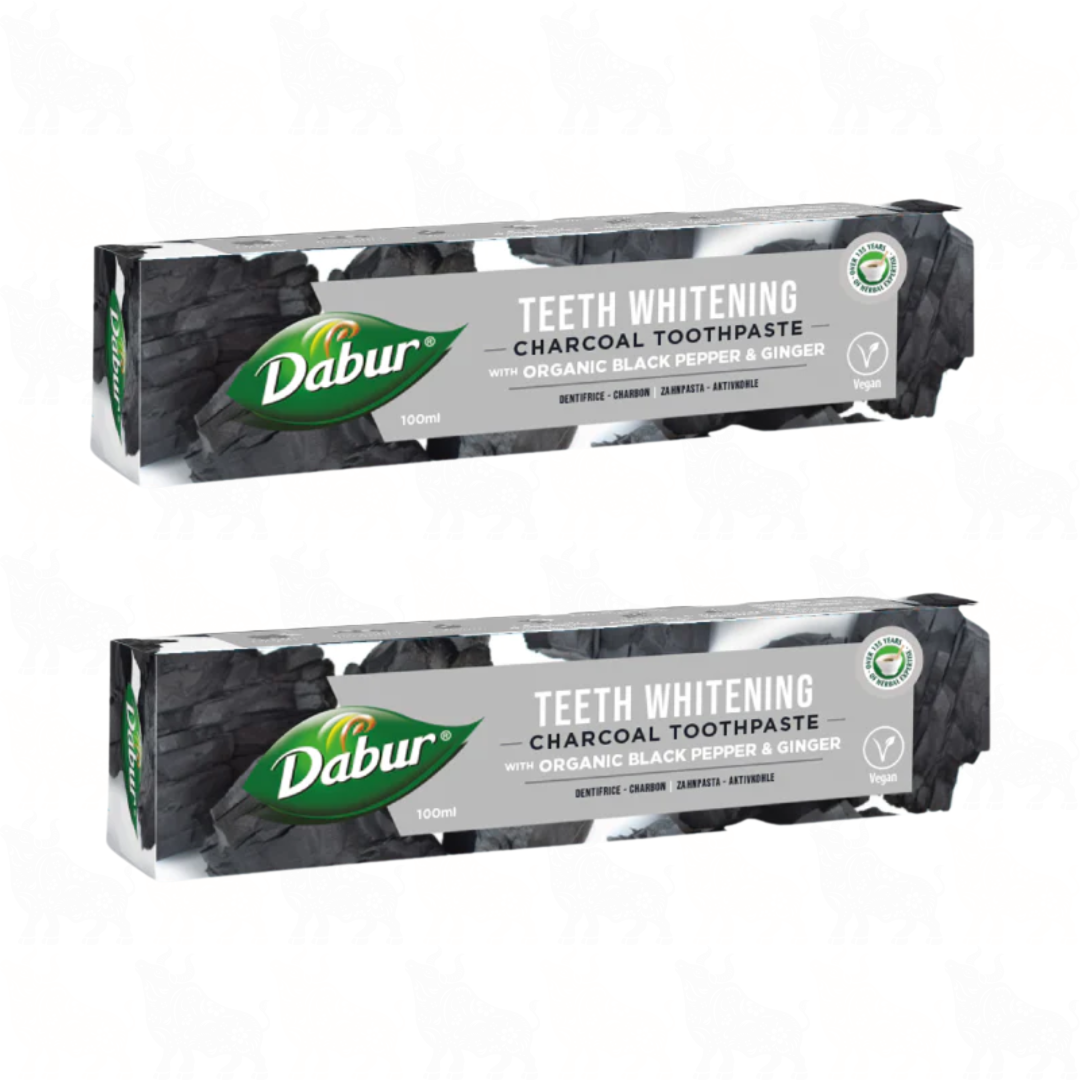 Dabur Teeth Whitening Charcoal Toothpaste with Organic Charcoal | 100ml | 2 Pack