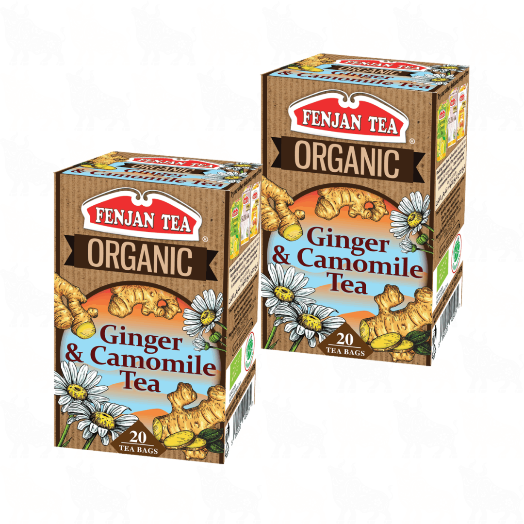 Fenjan Tea Organic Ginger & Camomile Tea | 20 Tea Bags | 2 Pack