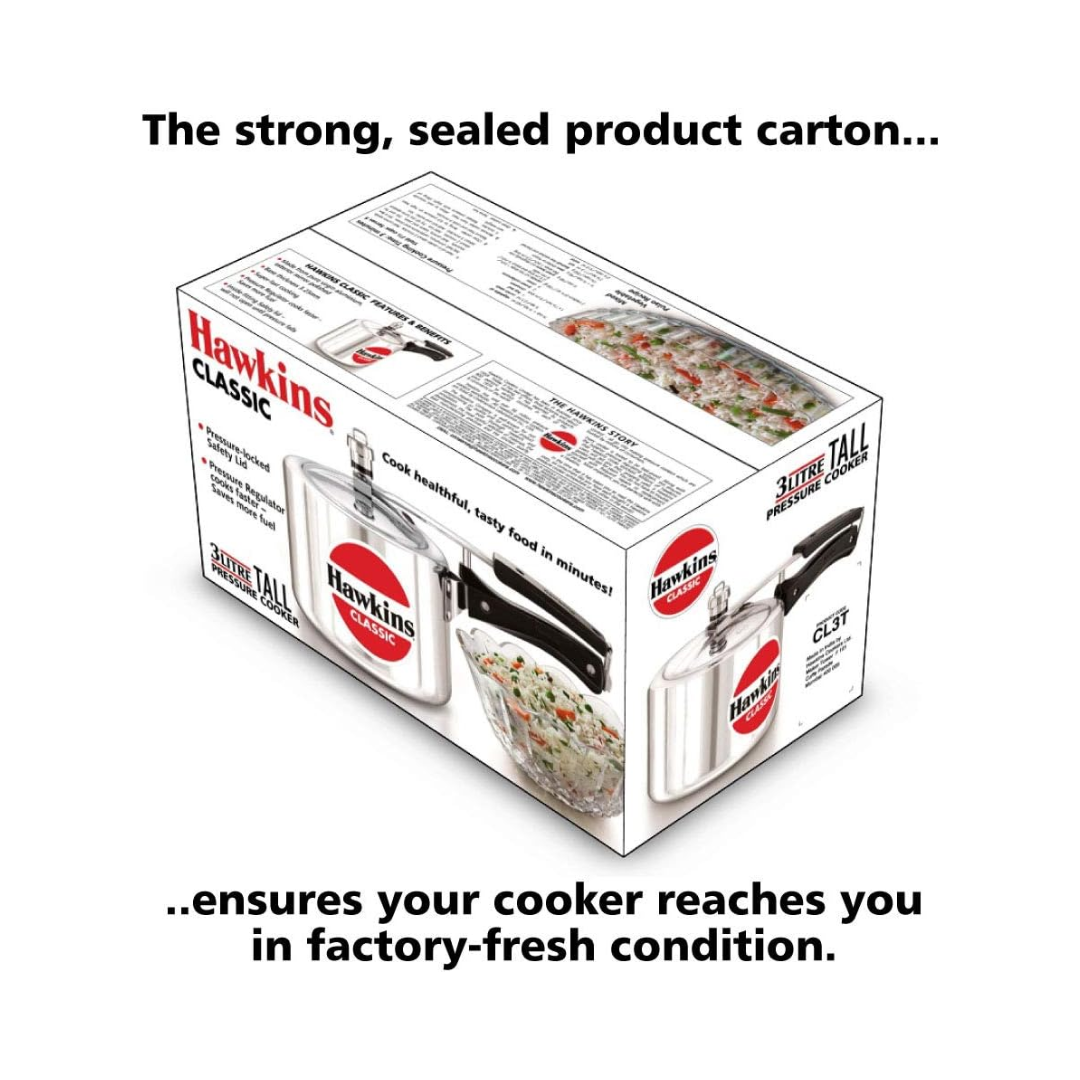 Hawkins Classic CL3T Pressure Cooker | 3.0 Litre (Tall)