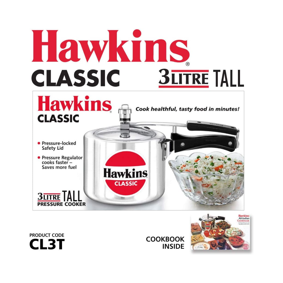 Hawkins Classic CL3T Pressure Cooker | 3.0 Litre (Tall)