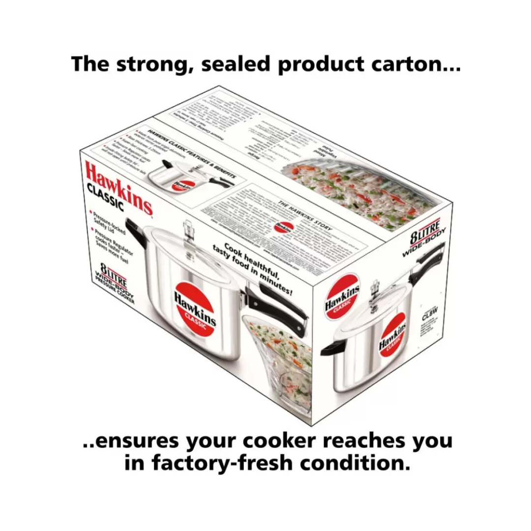 Hawkins Classic CL8W Pressure Cooker | 8.0 Litre (Wide-Body)