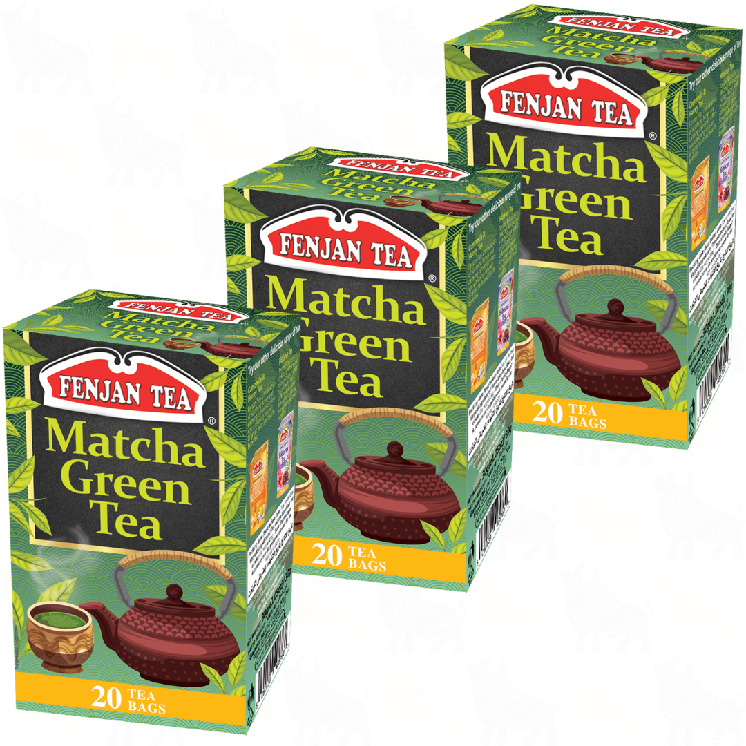Fenjan Tea Matcha Green Tea | 20 Tea Bags | 3 Pack