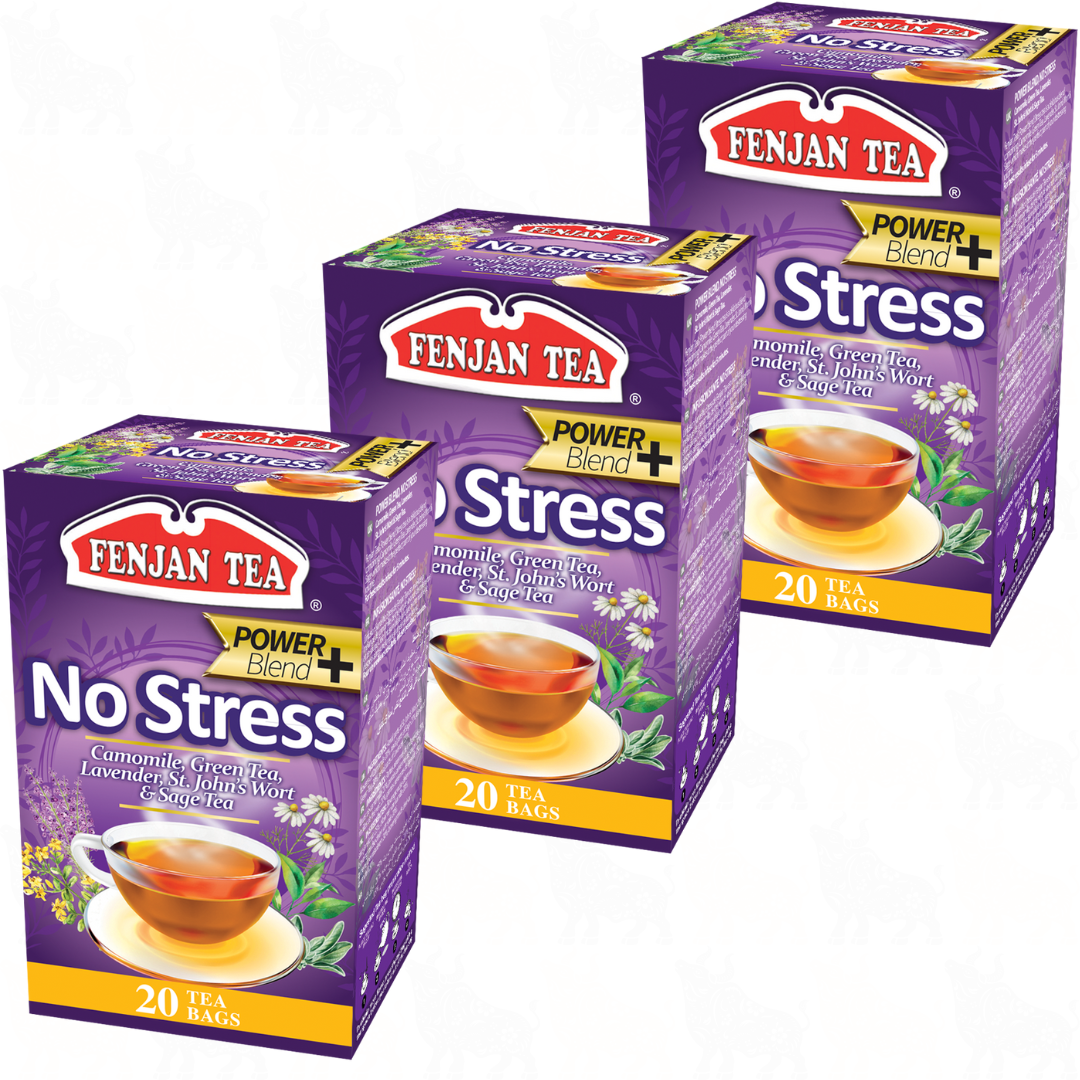Fenjan Tea No Stress Tea (Power Blend+) | 20 Tea Bags | 3 Pack
