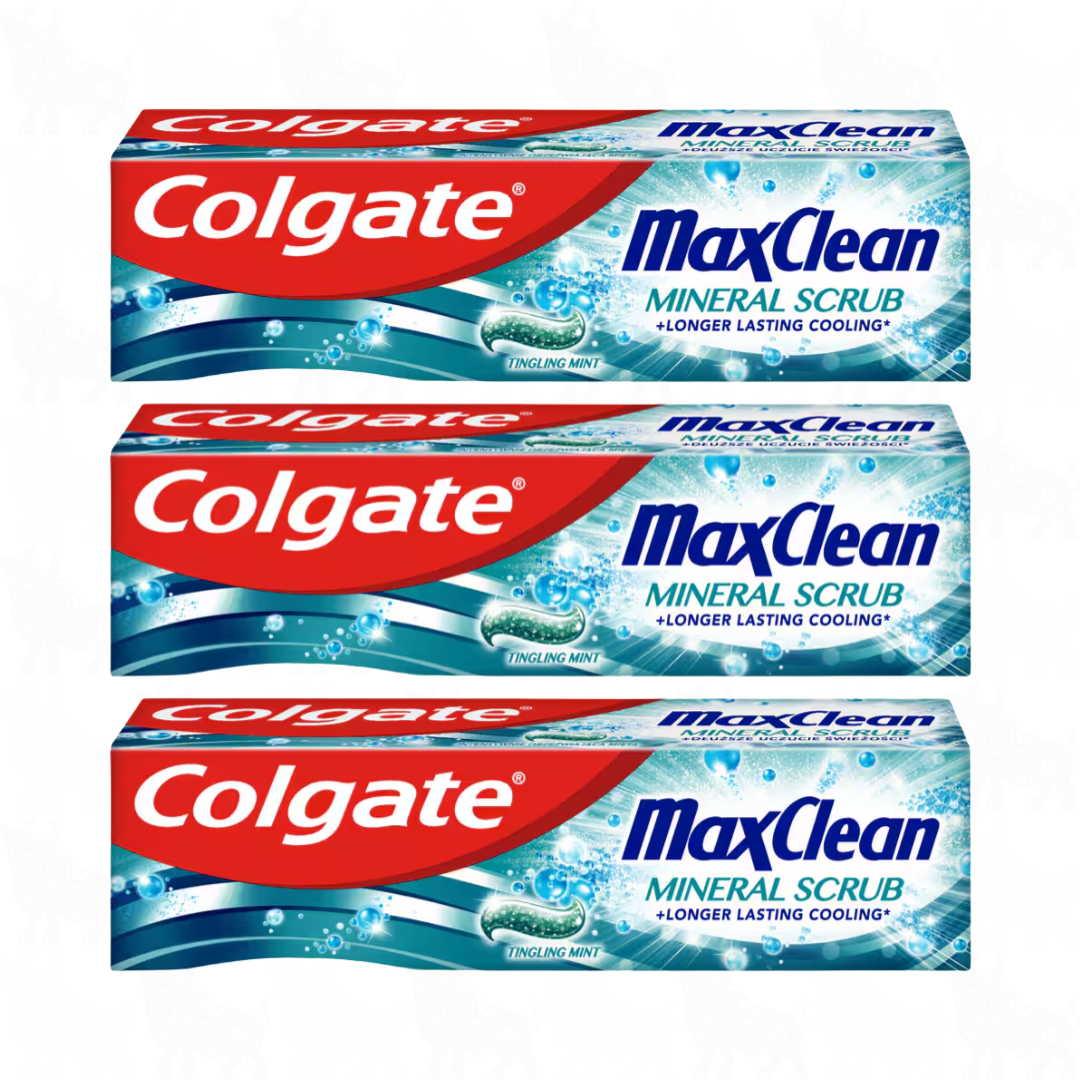 Colgate MaxClean Mineral Scrub Tingling Mint Toothpaste | 100ml | 3 Pack
