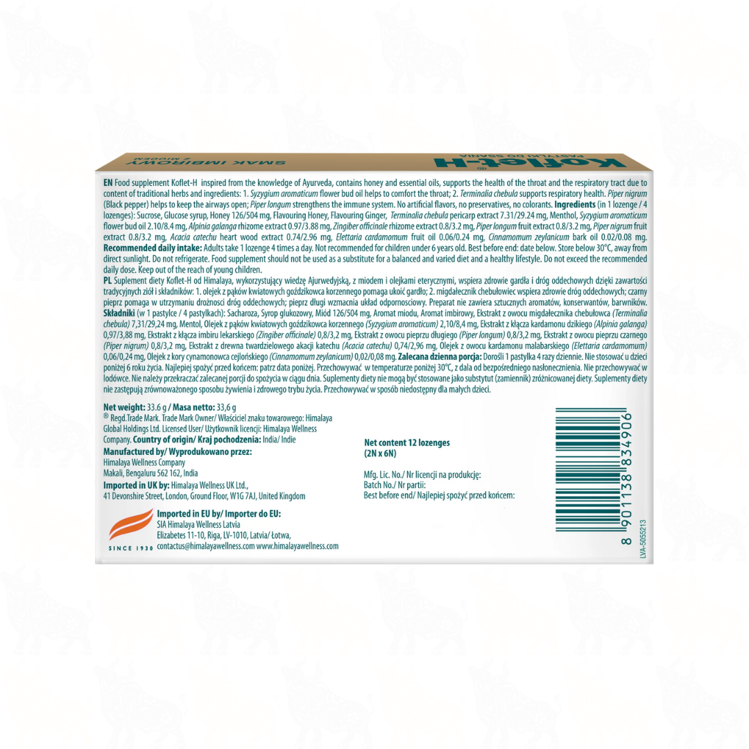 Himalaya Koflet-H Ginger Flavour Lozenges | 12 Lozenges | 2 Pack