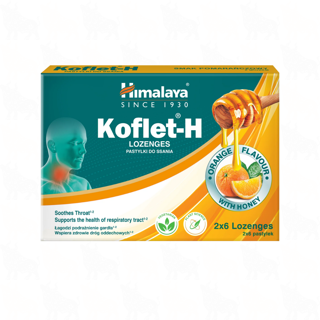 Himalaya Koflet-H Orange Flavour Lozenges | 12 Lozenges | 2 Pack