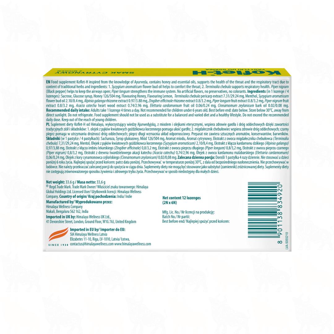 Himalaya Koflet-H Lemon Flavour Lozenges | 2x6s