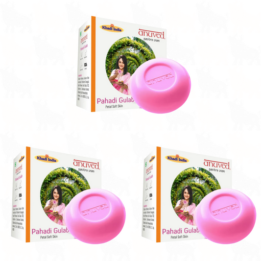 Anuved Pahadi Gulab Soap | 125g | 3 Pack