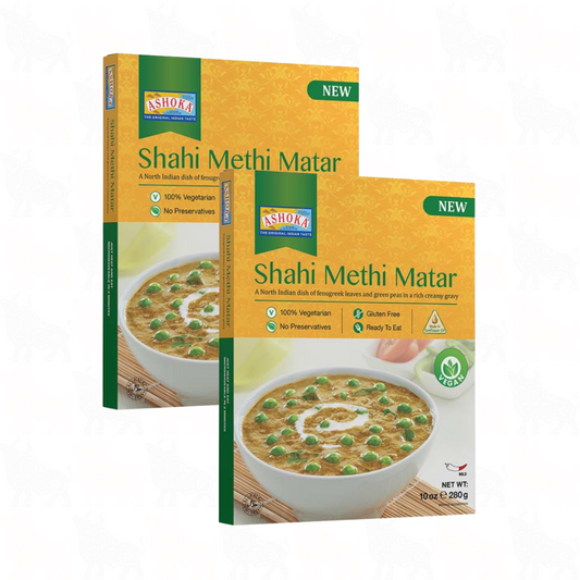 Ashoka Shahi Methi Matar | 10oz / 280g | Ready to Eat Meal | 2 Pack