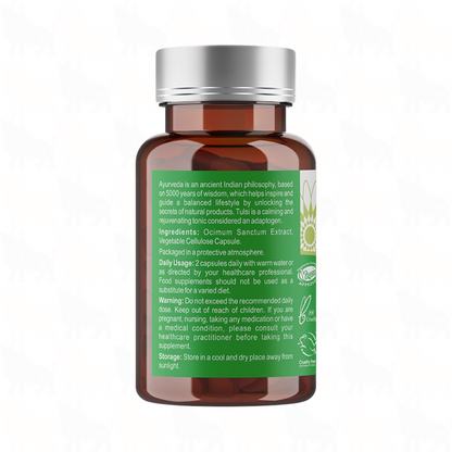 Ayumi Wild Harvested Tulsi | 320mg | 60 Vegan Capsules