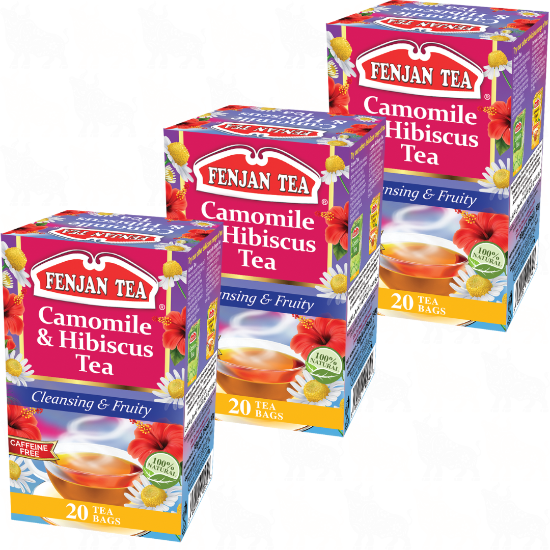 Fenjan Tea Camomile & Hibiscus Tea | 20 Tea Bags | 3 Pack