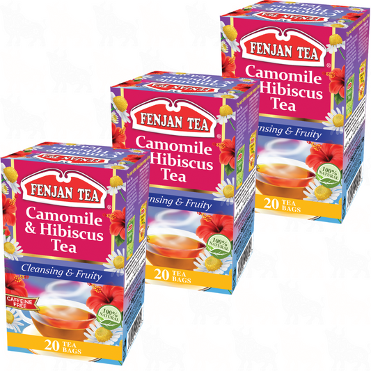 Fenjan Tea Camomile & Hibiscus Tea | 20 Tea Bags | 3 Pack