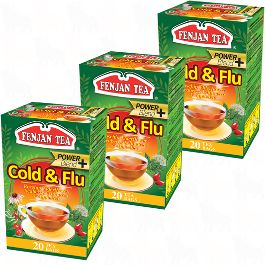 Fenjan Tea Cold & Flu Tea (Power Blend+) | 20 Tea Bags | 3 Pack