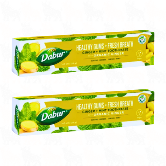 Dabur Healthy Gums + Fresh Breath Ginger & Mint Toothpaste with Organic Ginger | 100ml | 2 Pack