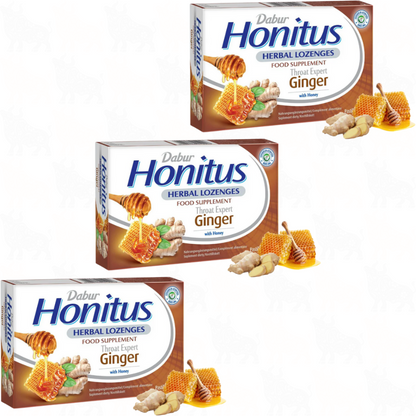 Dabur Honitus Herbal Lozenges Ginger | 24 | 3 Pack