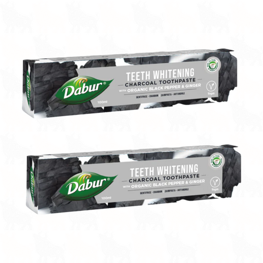 Dabur Teeth Whitening Charcoal Toothpaste with Organic Charcoal | 100ml | 2 Pack