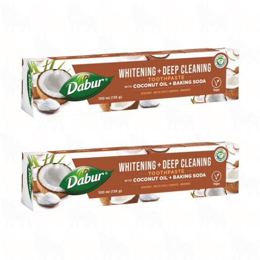 Dabur Whitening + Deep Cleaning Coconut Oil & Baking Soda Toothpaste with Organic Coconut Oil  | 100ml | 2 Pack