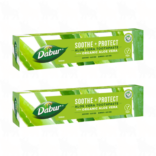 Dabur Soothe + Protect Aloe Vera Toothpaste with Organic Aloe Vera | 100ml | 2 Pack