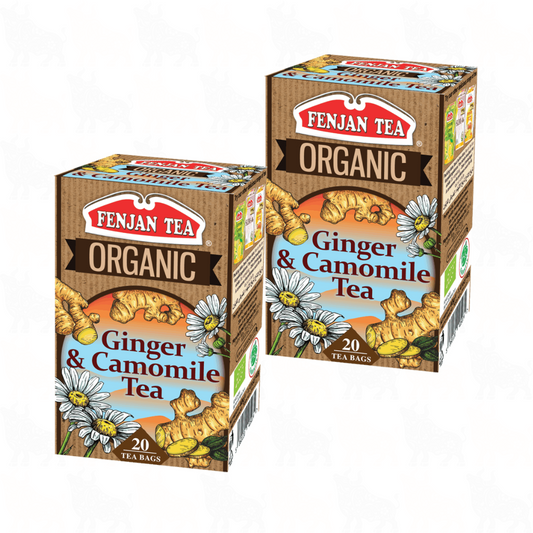 Fenjan Tea Organic Ginger & Camomile Tea | 20 Tea Bags | 2 Pack