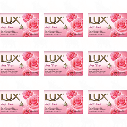 Lux Soft Touch (French Rose & Almond Oil) Bar Soap | 80g | 9 Pack