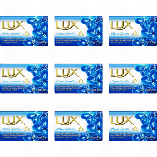 Lux Aqua Sparkle (Floral Musk & Mint Oil) Bar Soap | 80g | 9 Pack