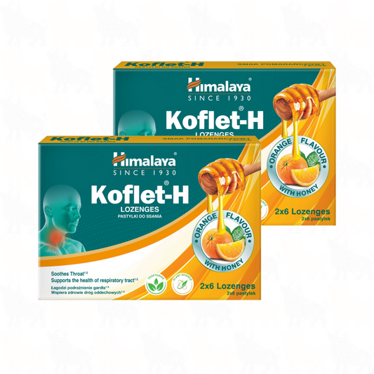 Himalaya Koflet-H Orange Flavour Lozenges | 12 Lozenges | 2 Pack