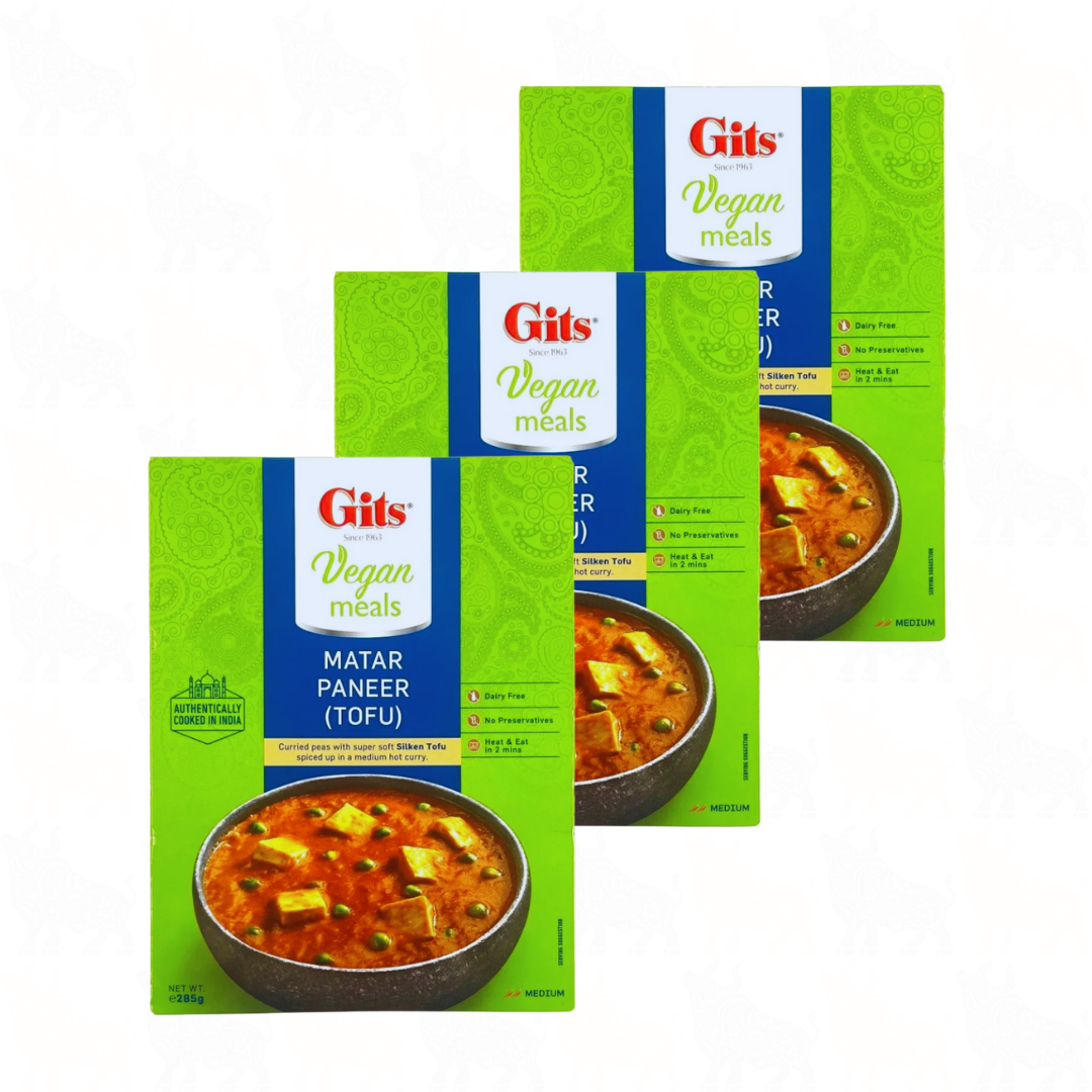 Gits Matar Paneer (Tofu) Vegan | 285g | Ready Meal | 3 Pack