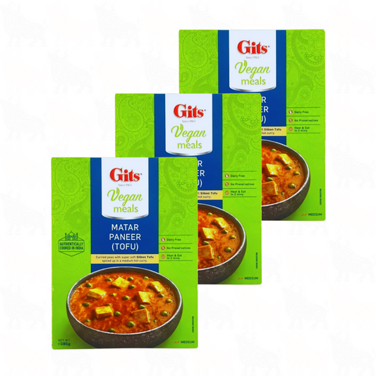 Gits Matar Paneer (Tofu) Vegan | 285g | Ready Meal | 3 Pack