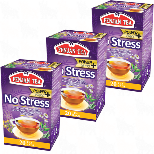Fenjan Tea No Stress Tea (Power Blend+) | 20 Tea Bags | 3 Pack