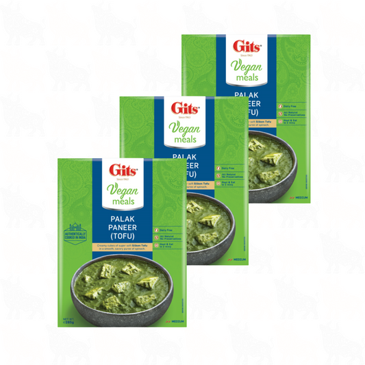 Gits Palak Paneer (Tofu) Vegan | 285g | Ready Meal | 3 Pack