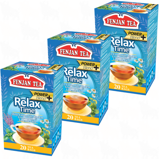 Fenjan Tea Relax Time Tea (Power Blend+) | 20 Tea Bags | 3 Pack