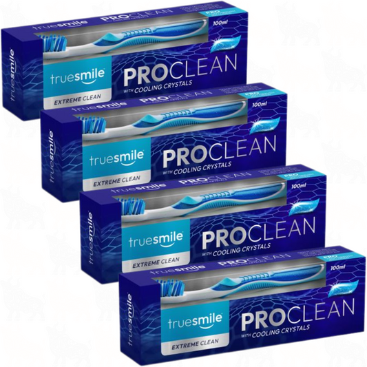 Truesmile ProClean Toothpaste + Toothbrush (Extreme Clean) | 100ml | 4 Pack