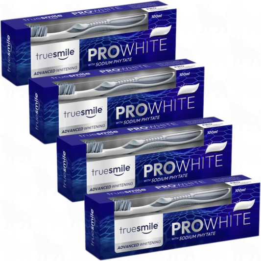 Truesmile ProWhite Toothpaste + Toothbrush (Advanced Whitening) | 100ml | 4 Pack
