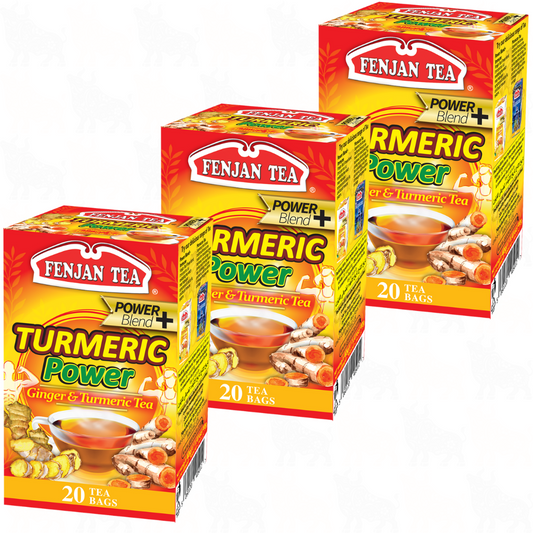 Fenjan Tea Turmeric Power Tea (Power Blend+) | 20 Tea Bags | 3 Pack