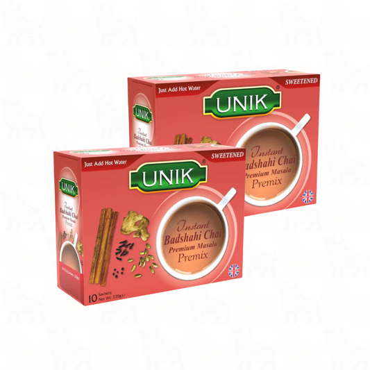 Unik Badshahi Chai (Sweetened) | 10 Premix Sachets | 2 Pack