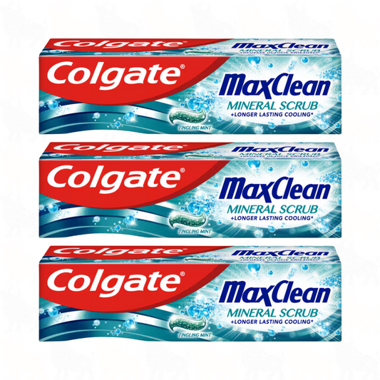 Colgate MaxClean Mineral Scrub Tingling Mint Toothpaste | 100ml | 3 Pack