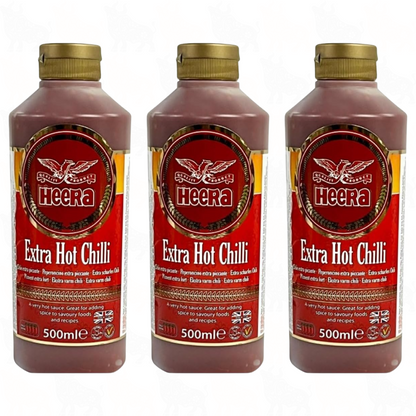 Heera Extra Hot Chilli Sauce | 500ml | 3 Pack